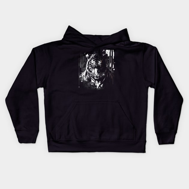 Graffiti Tiger: A Ferocious Hunter Kids Hoodie by Abili-Tees